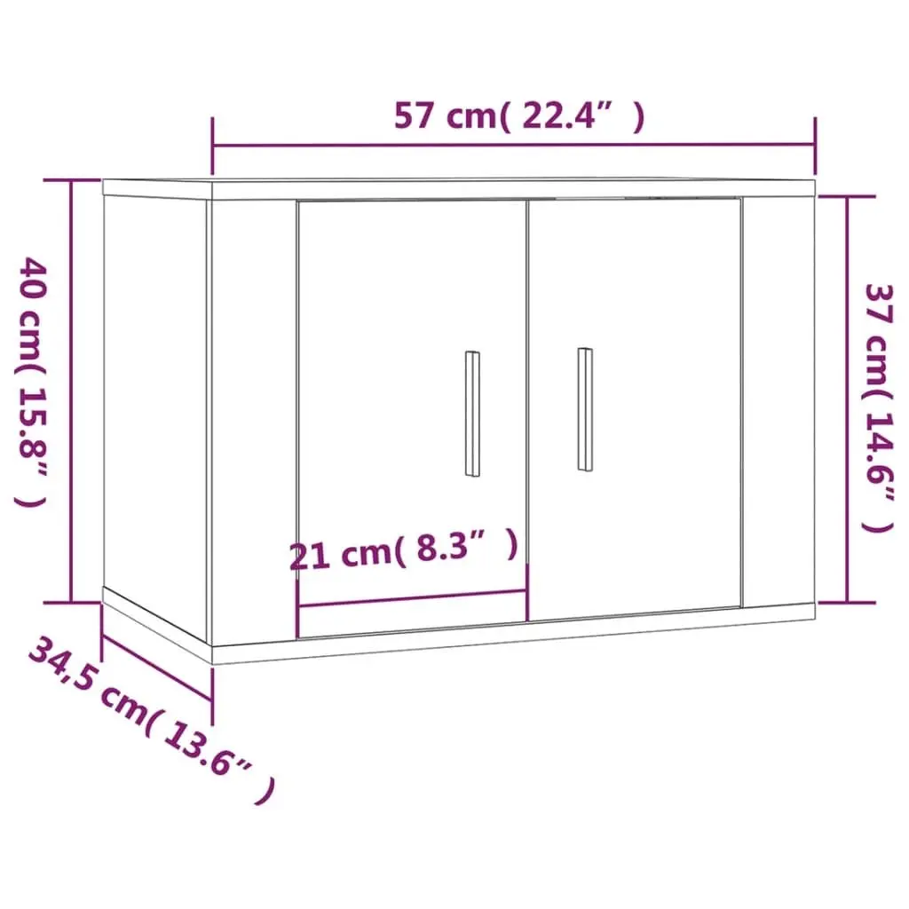 3 Piece Engineered Wood Media Storage Unit Brown Wall-Mounted TV Cabinet Set