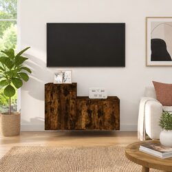 Brown Engineered Wood Wall-Mounted TV Cabinet Set