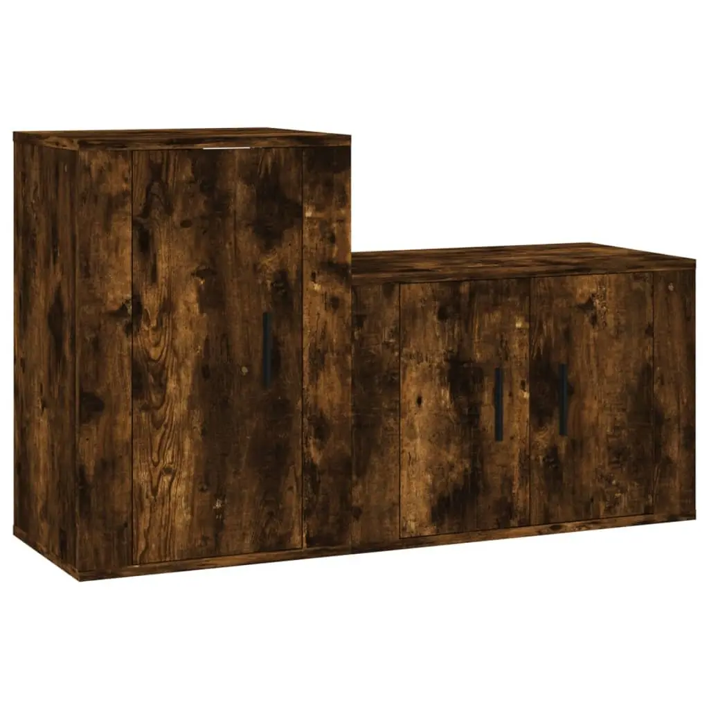 Brown Engineered Wood Wall-Mounted TV Cabinet Set