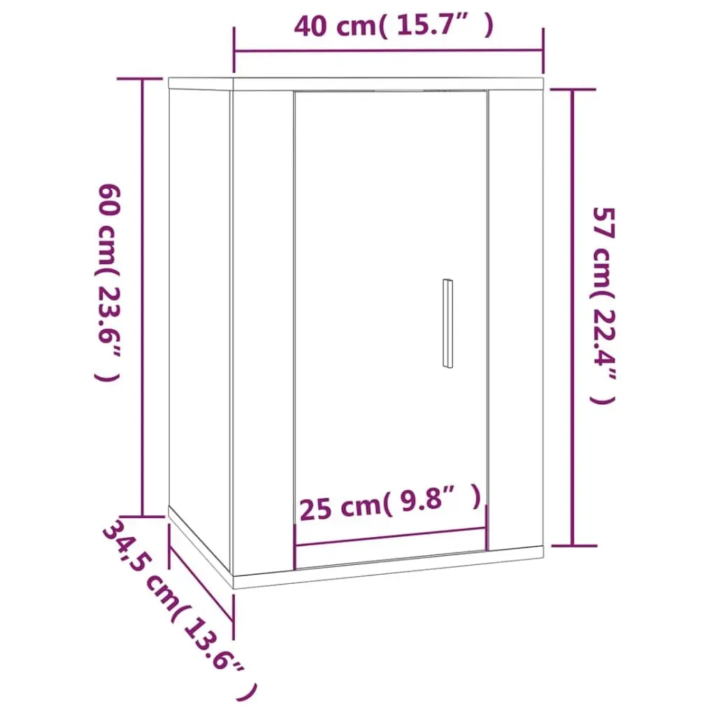 Brown Engineered Wood Wall-Mounted TV Cabinet Set
