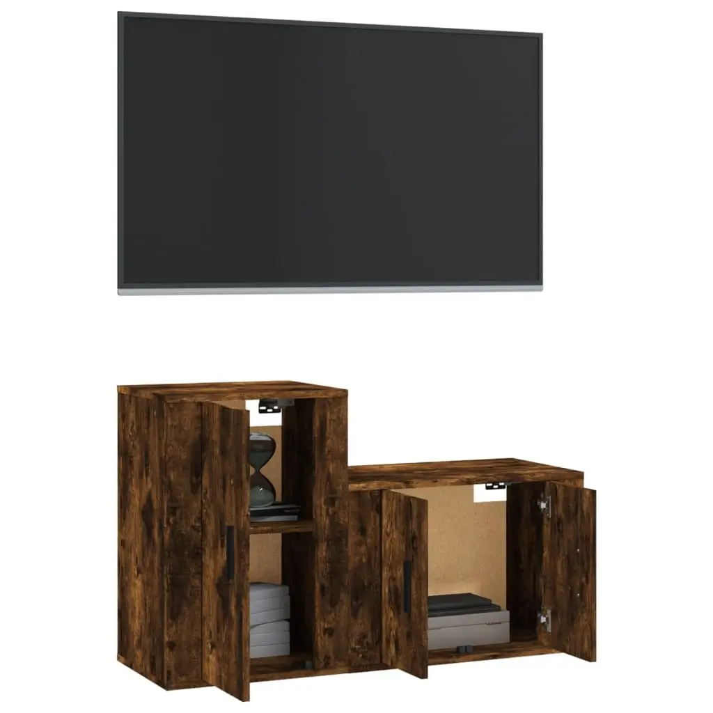 Brown Engineered Wood Wall-Mounted TV Cabinet Set
