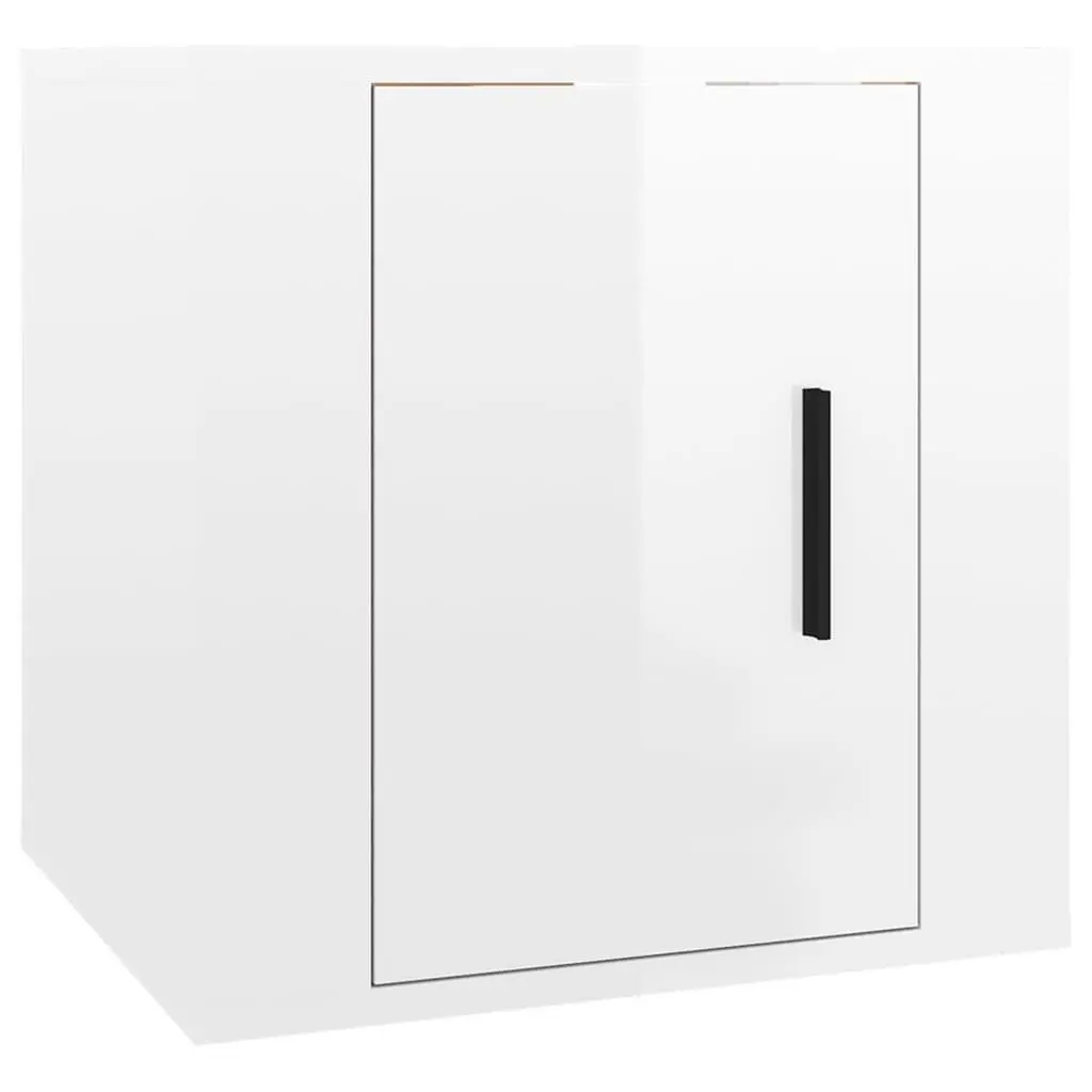 3 Piece Engineered Wood Media Cabinet Set Wall-Mounted High Gloss White