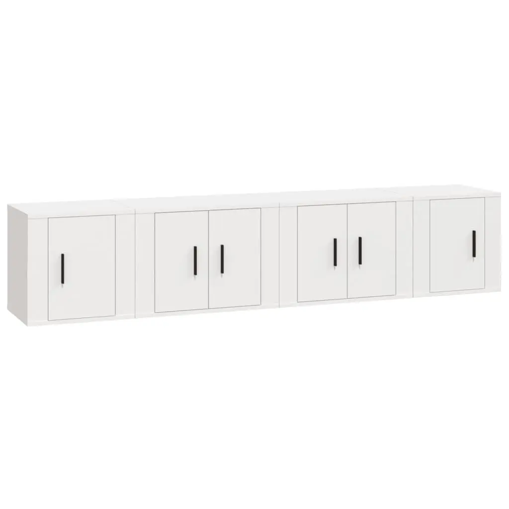 Wall Mounted TV Cabinet Set in White