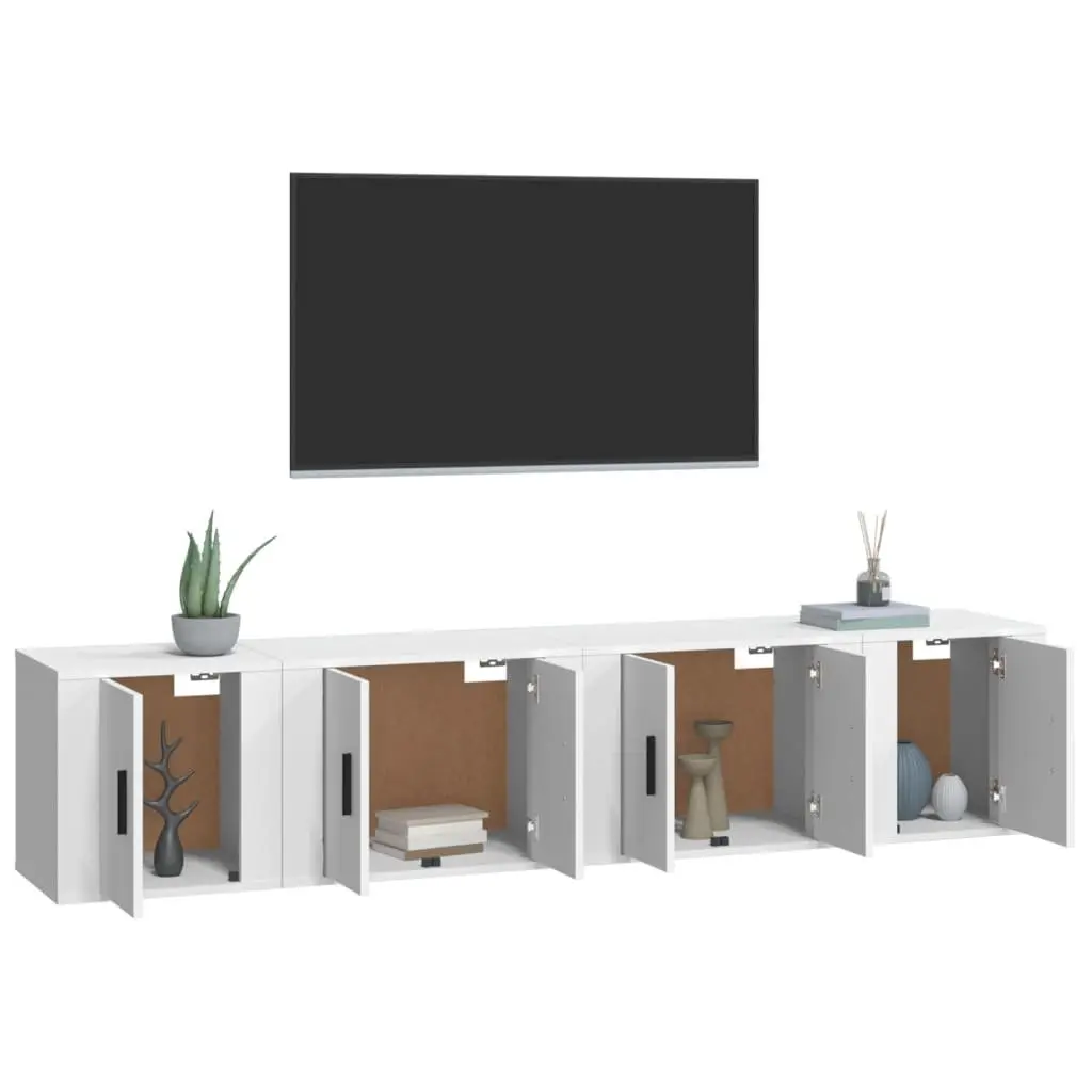 Wall Mounted TV Cabinet Set in White