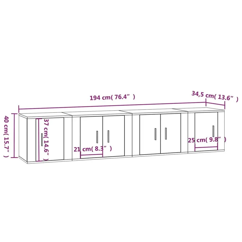 Wall Mounted TV Cabinet Set in White