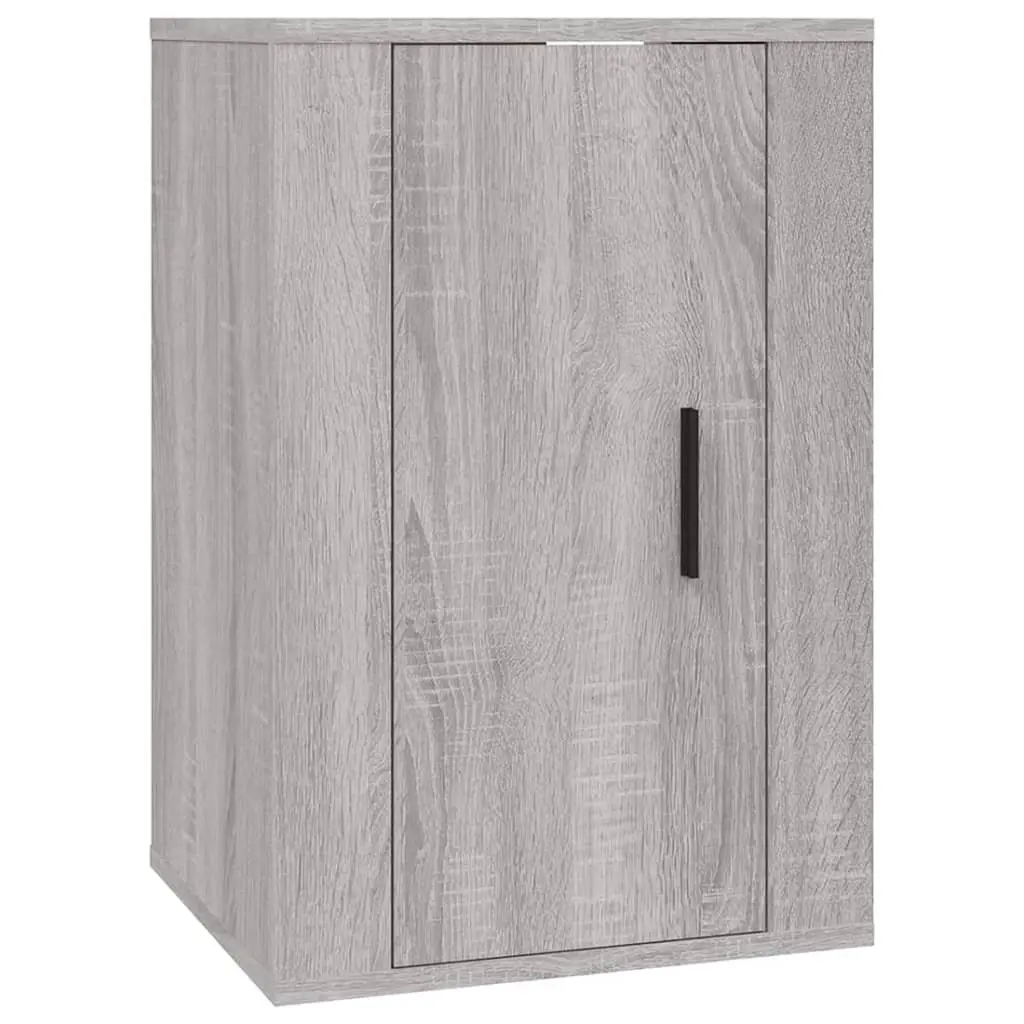 TV Cabinet Set 2 Piece Wall Mounted Grey Storage Unit Engineered Wood Furniture