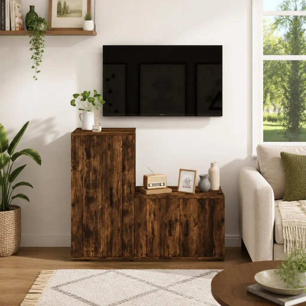 Brown Wall-Mounted TV Cabinet Set for Organized Living