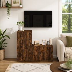 Brown Wall-Mounted TV Cabinet Set for Organized Living