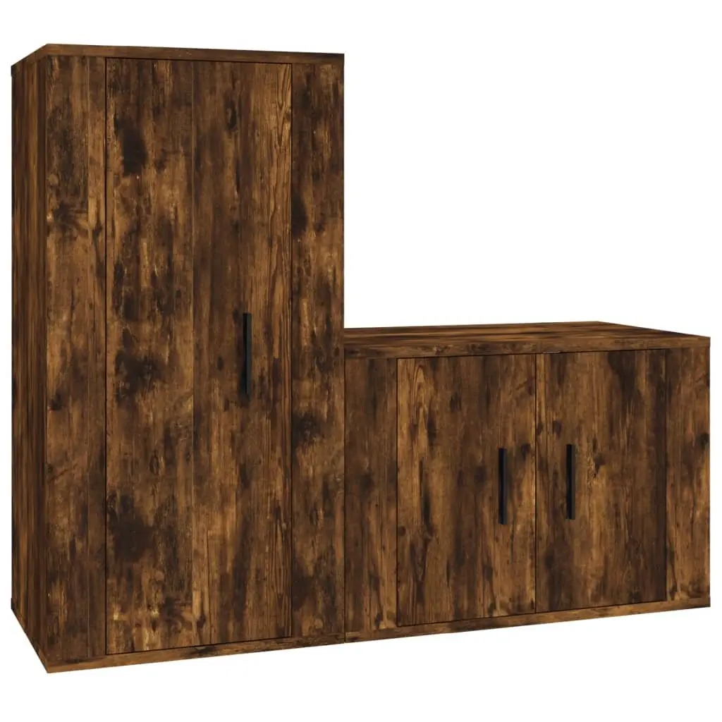 Brown Wall-Mounted TV Cabinet Set for Organized Living