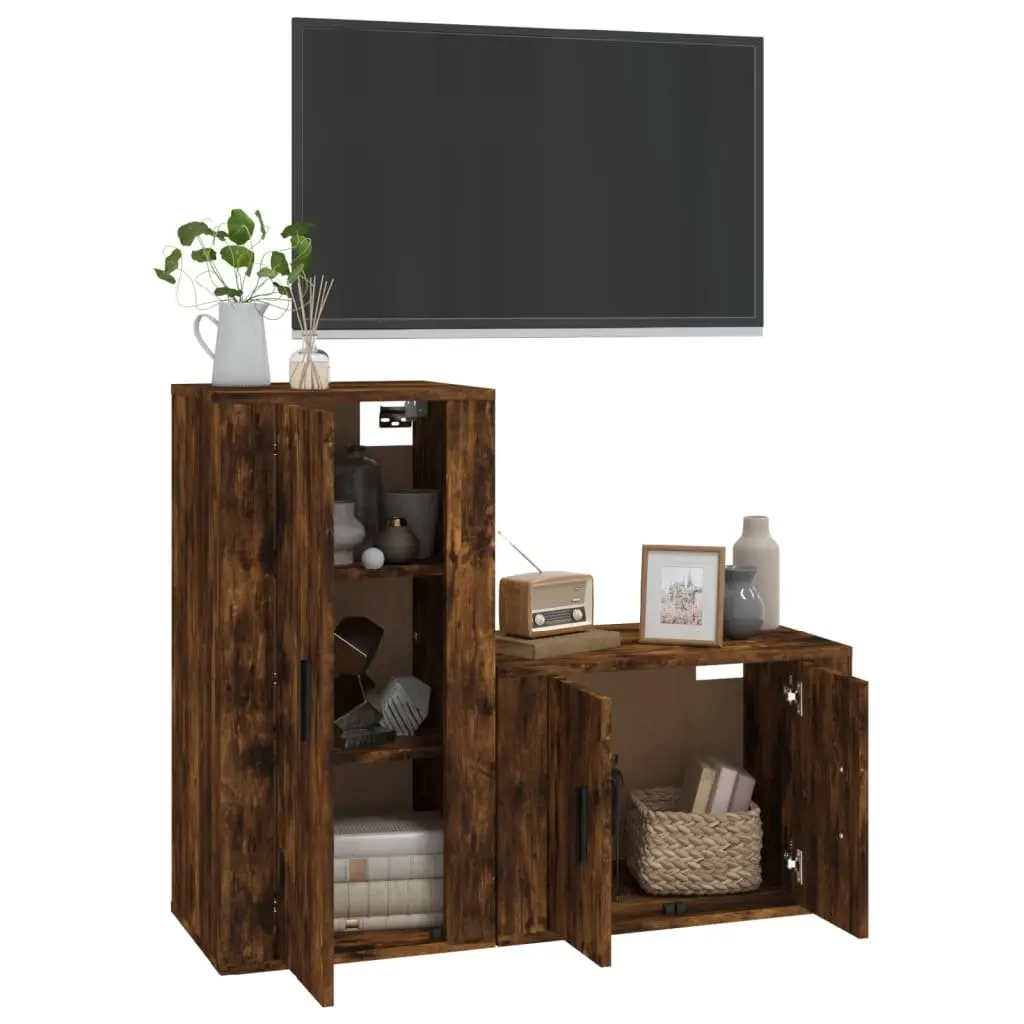 Brown Wall-Mounted TV Cabinet Set for Organized Living