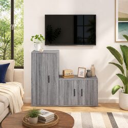 Grey Wall-Mounted TV Cabinet Set for Cozy Living Spaces
