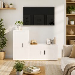 White High Gloss 2 Piece Wall-Mounted TV Cabinet Set