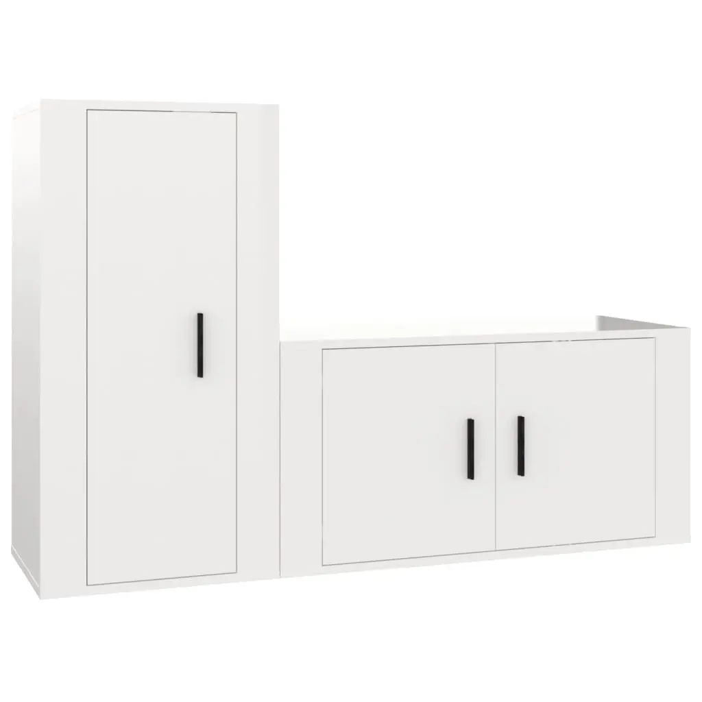 White High Gloss 2 Piece Wall-Mounted TV Cabinet Set