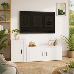 Elegant 2 Piece TV Cabinet Set in White for Your Living Room