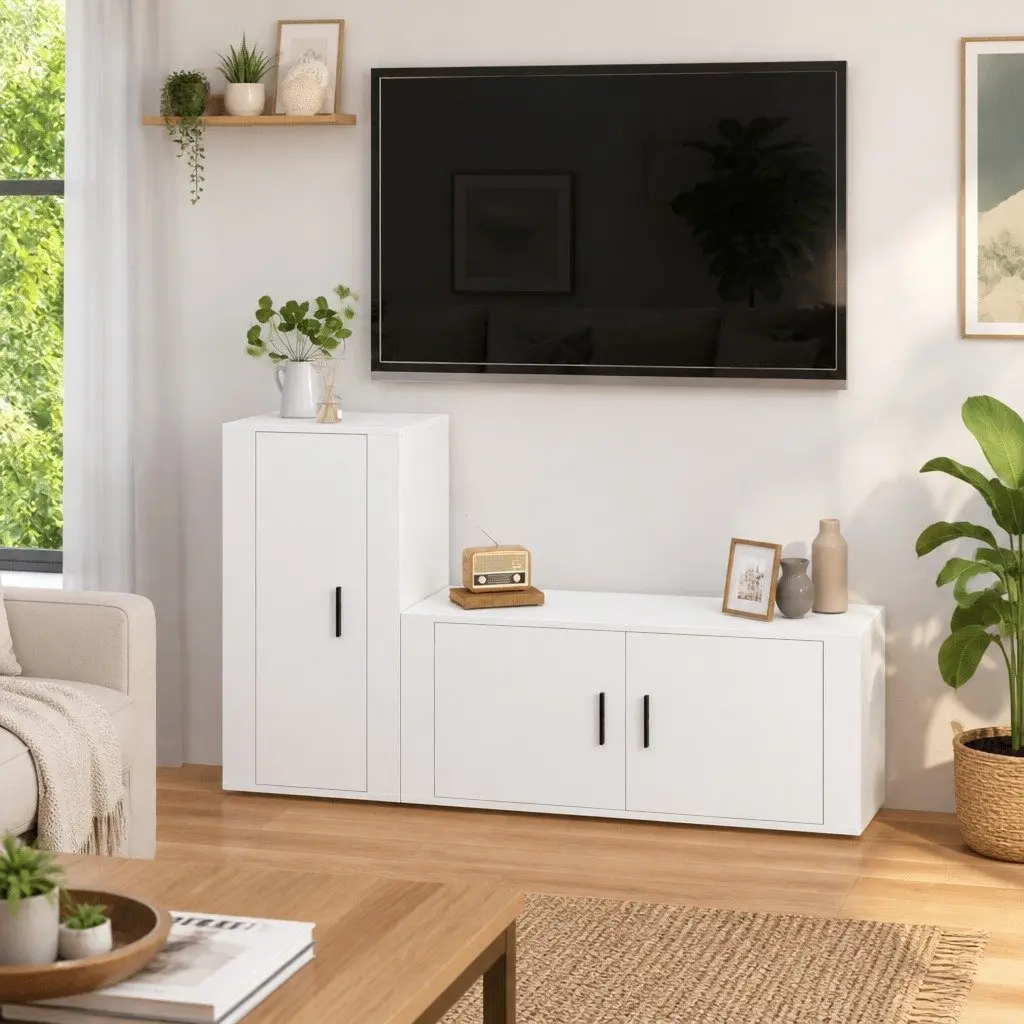 White Wall Mounted TV Cabinet Set for Living Space