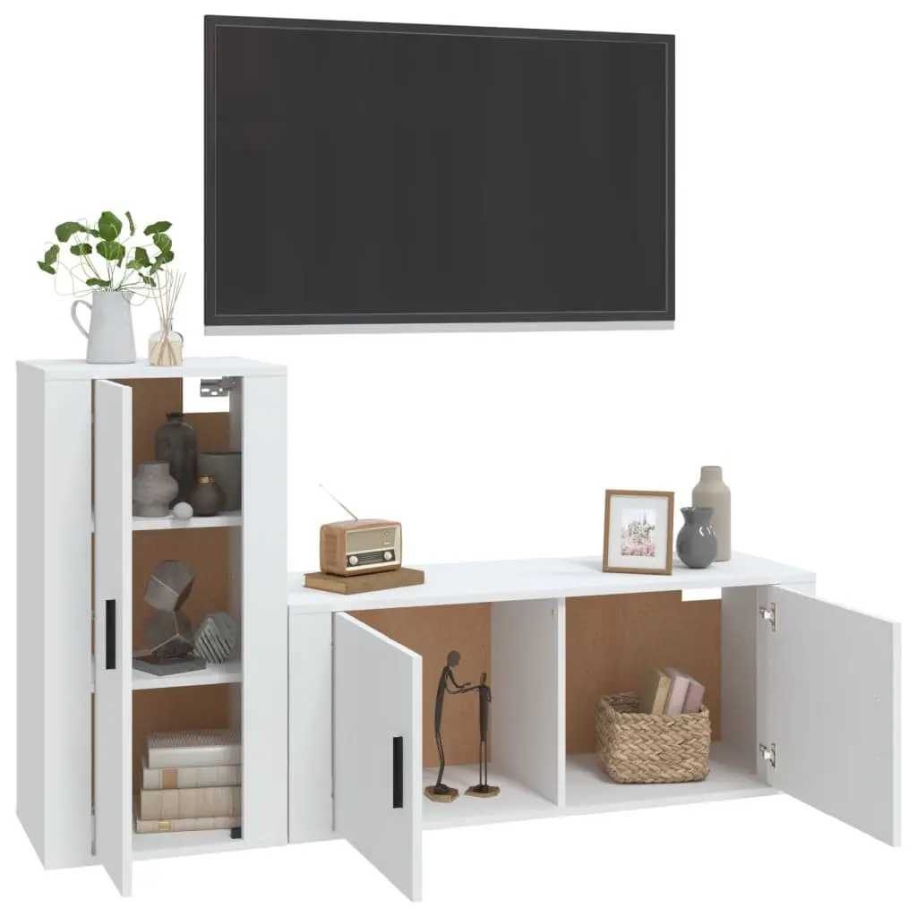 White Wall Mounted TV Cabinet Set for Living Space