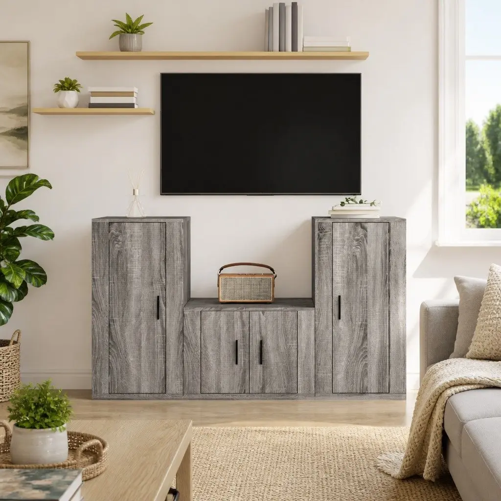 3 Piece TV Cabinet Set for Wall Mounting