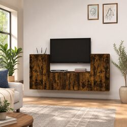 Brown Wall-Mounted TV Cabinet Set for Cozy Spaces