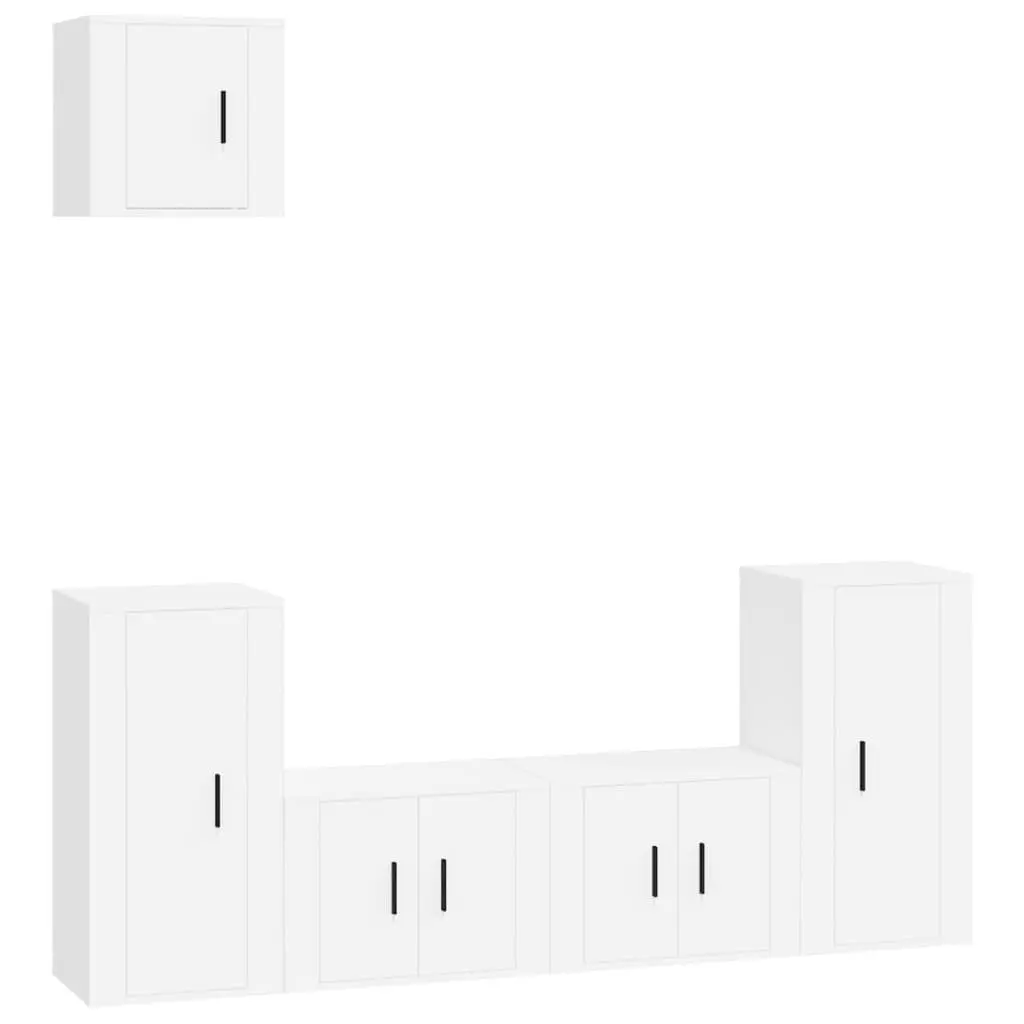 White Wall-Mounted 5-Piece TV Cabinet Set