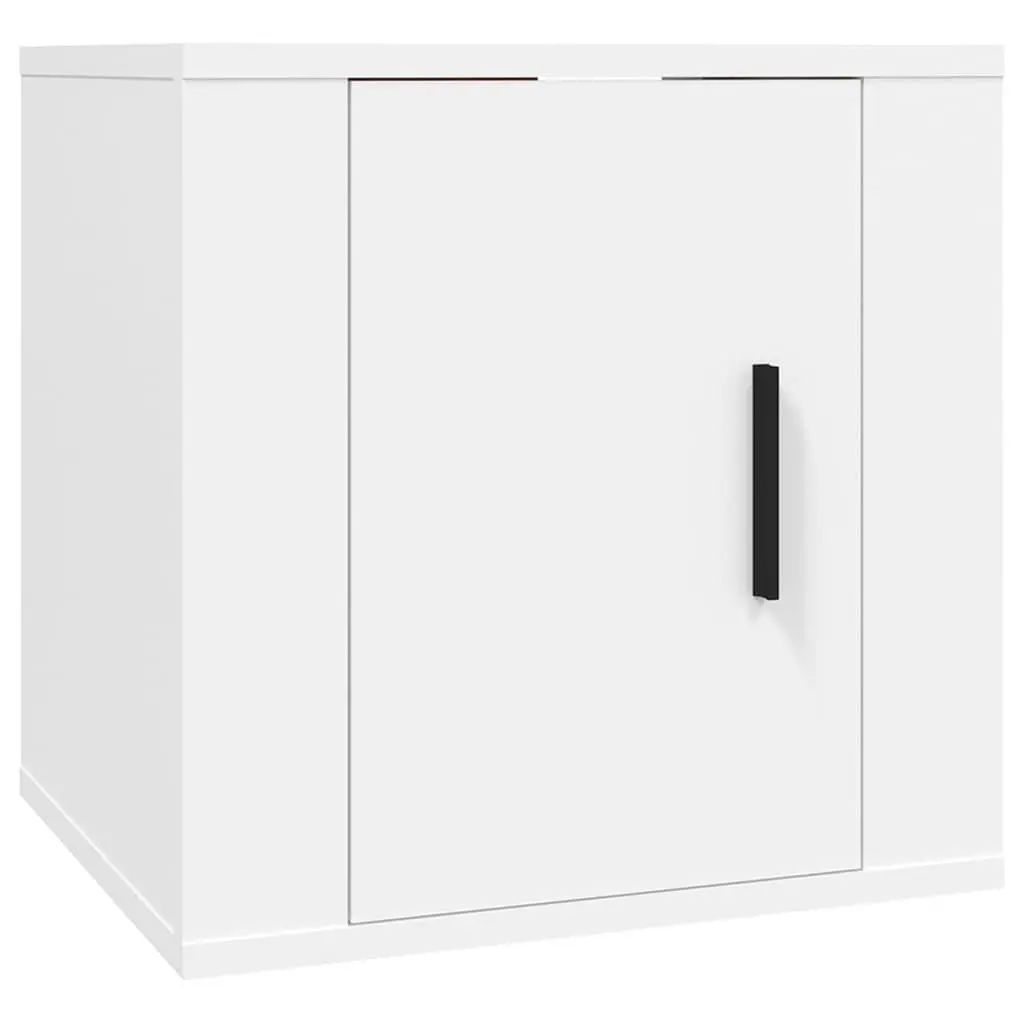 Wall Mounted TV Cabinet Set White Engineered Wood 7 Piece Storage Unit