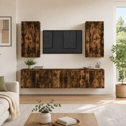 5-Piece Wall-Mounted TV Cabinet Set in Brown