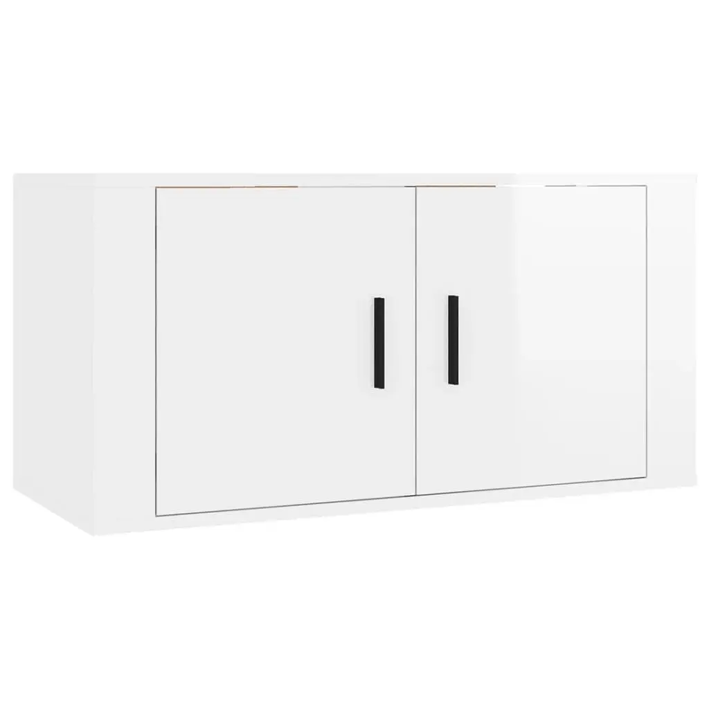 TV Cabinet Set High Gloss 6 Piece Wall-Mounted Storage Unit Engineered Wood