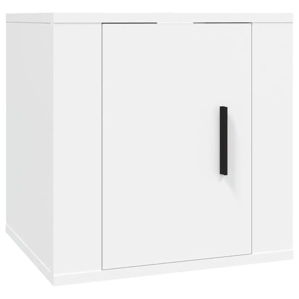 8 Piece Wall Mounted TV Cabinet Set White Engineered Wood Living Room Storage