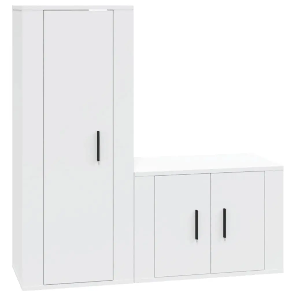 White Wall-Mounted TV Cabinet Set