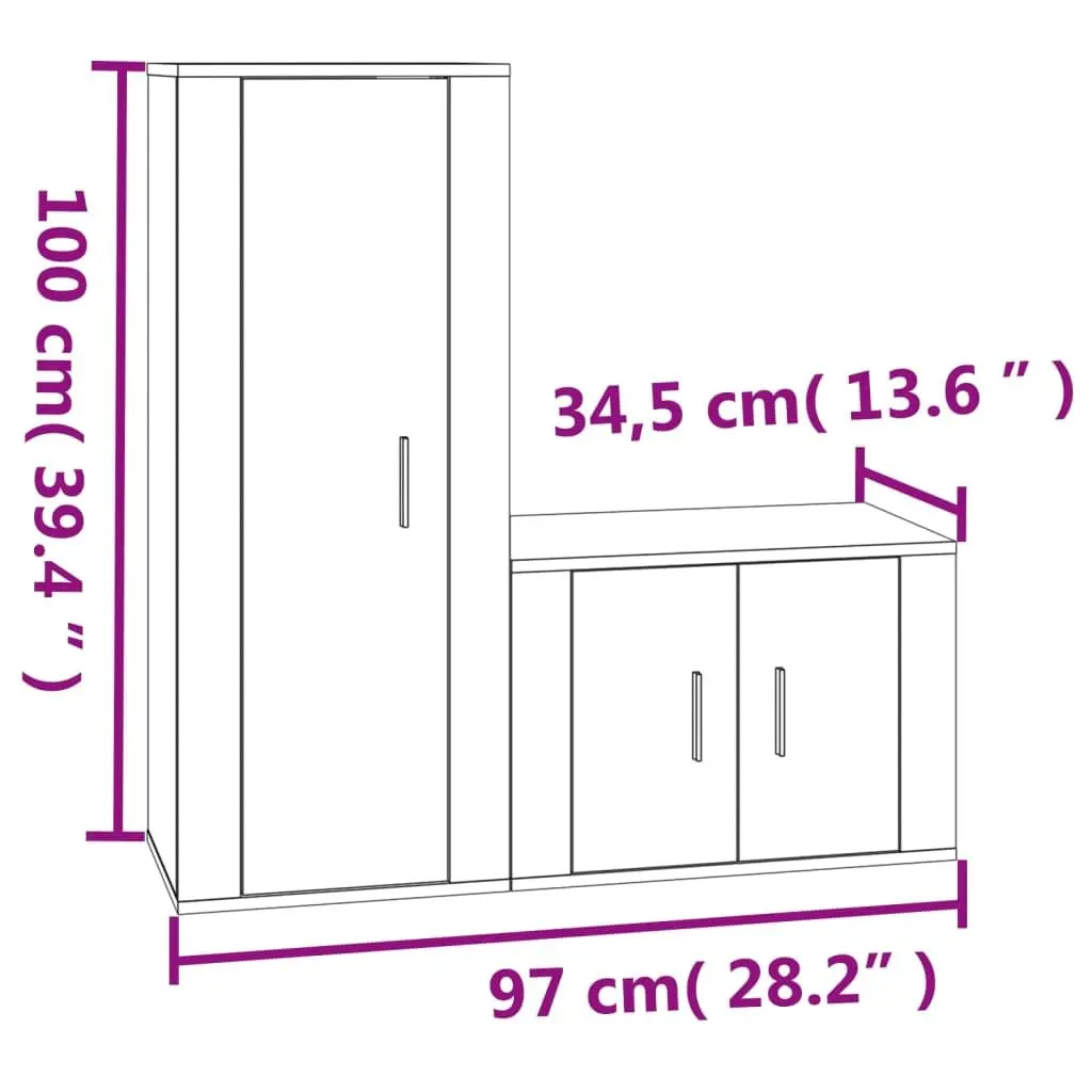 White Wall-Mounted TV Cabinet Set