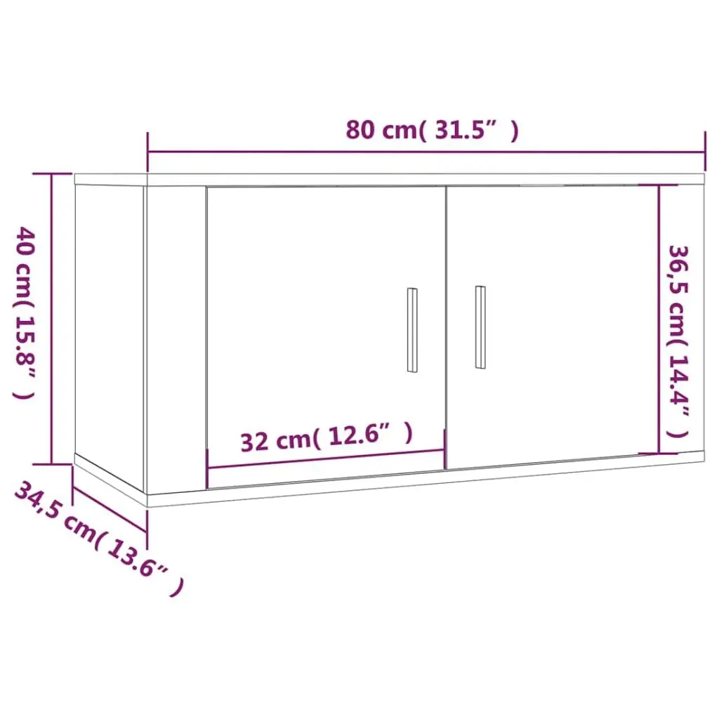 Wall-Mounted High Gloss White TV Cabinet Set