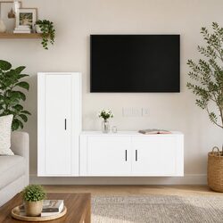 White Wall-Mounted TV Cabinet Set for Cozy Living Spaces
