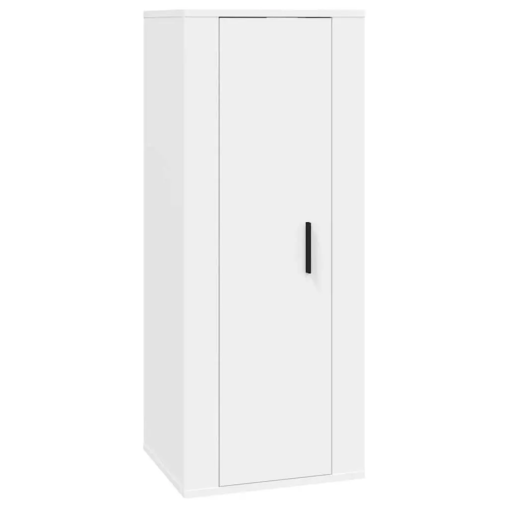 TV Cabinet Set 2 Piece White Wall-Mounted Media Storage Unit Engineered Wood