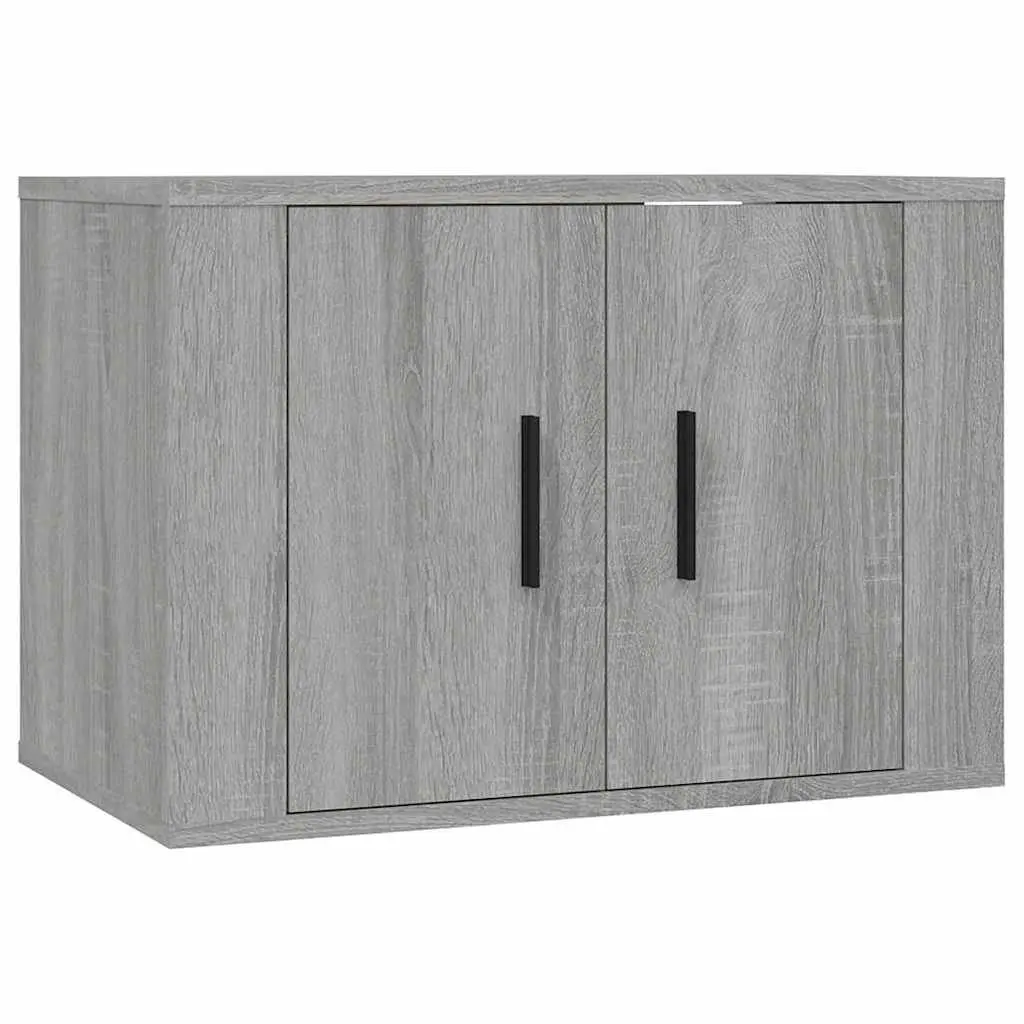Grey Engineered Wood Wall-Mounted TV Cabinet Set