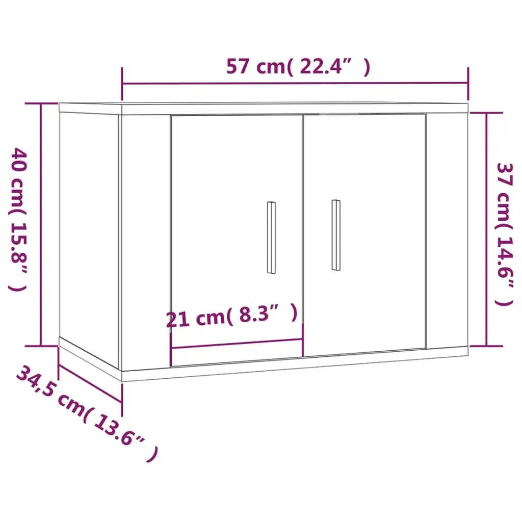 5 Piece Wall-Mounted White TV Cabinet Set