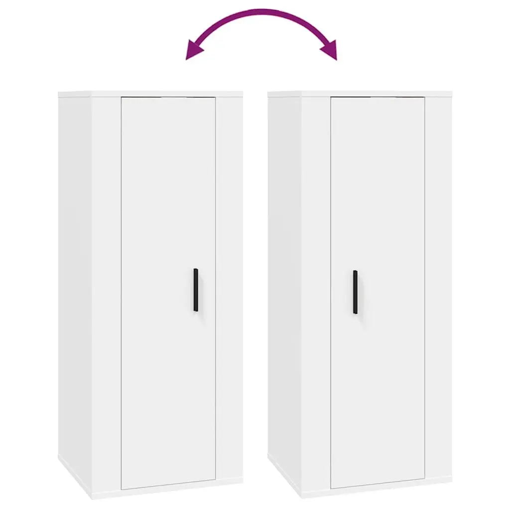 5 Piece White Engineered Wood Wall-Mounted TV Cabinet Set Media Storage Unit