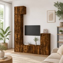 5-Piece Wall-Mounted TV Cabinet Set in Brown