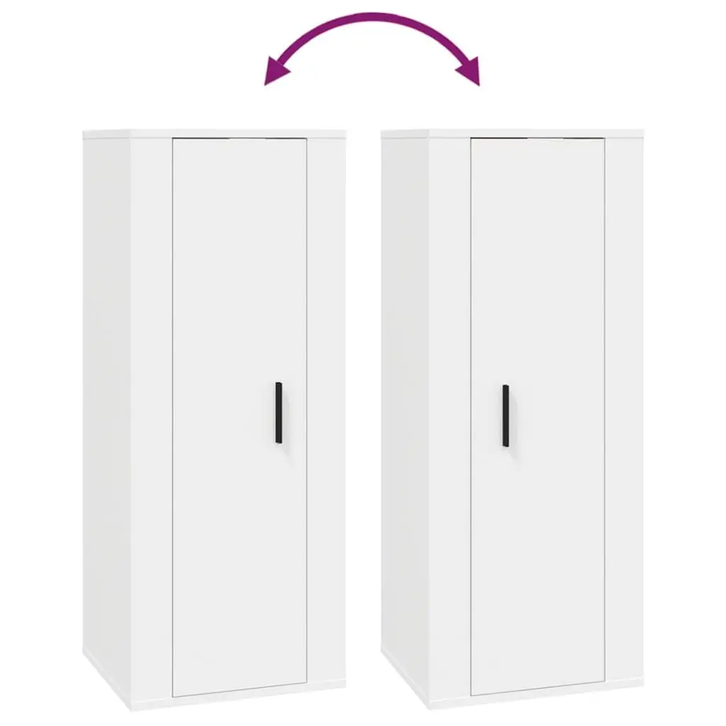 5 Piece Engineered Wood Wall Mounted TV Cabinet Set White Modern Storage Unit