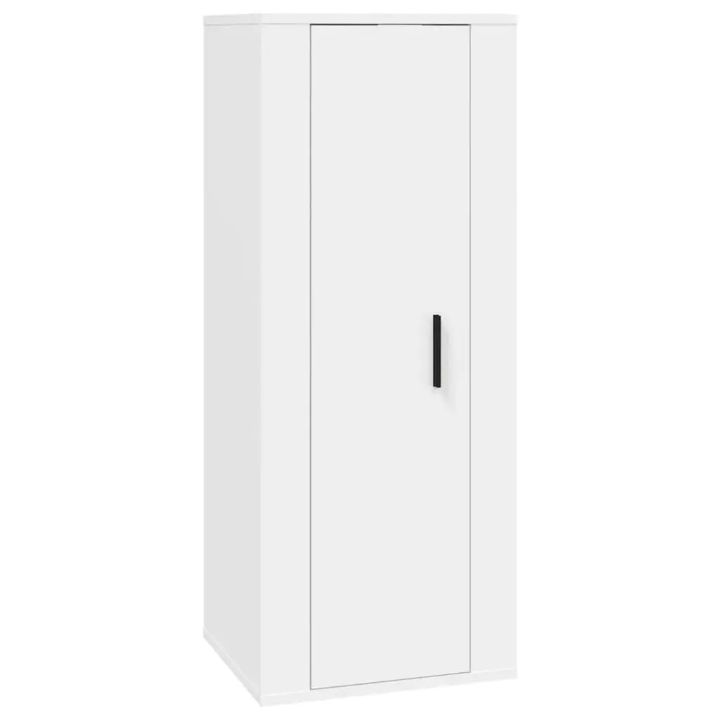 White Engineered Wood 6 Piece Wall-Mounted TV Cabinet Set Media Storage Units