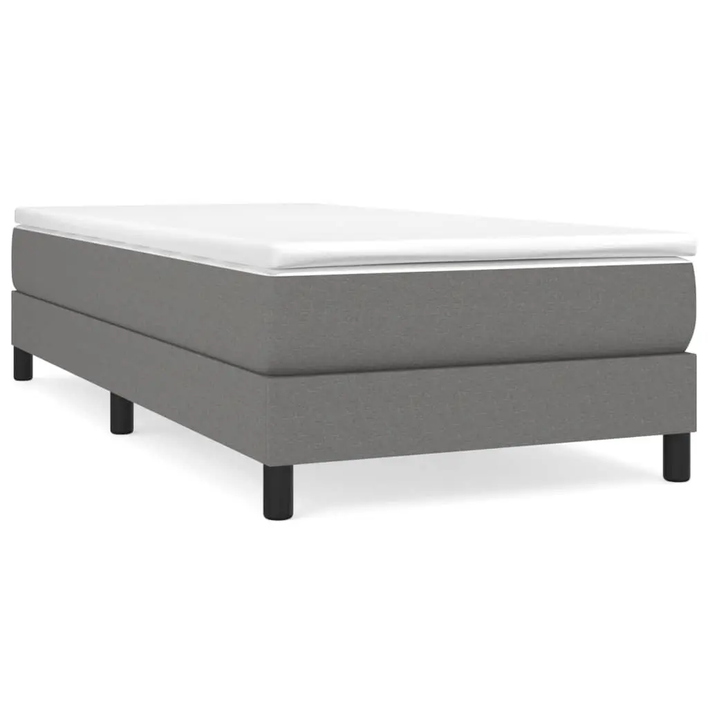 King Single Grey Fabric Upholstered Box Spring Bed Frame