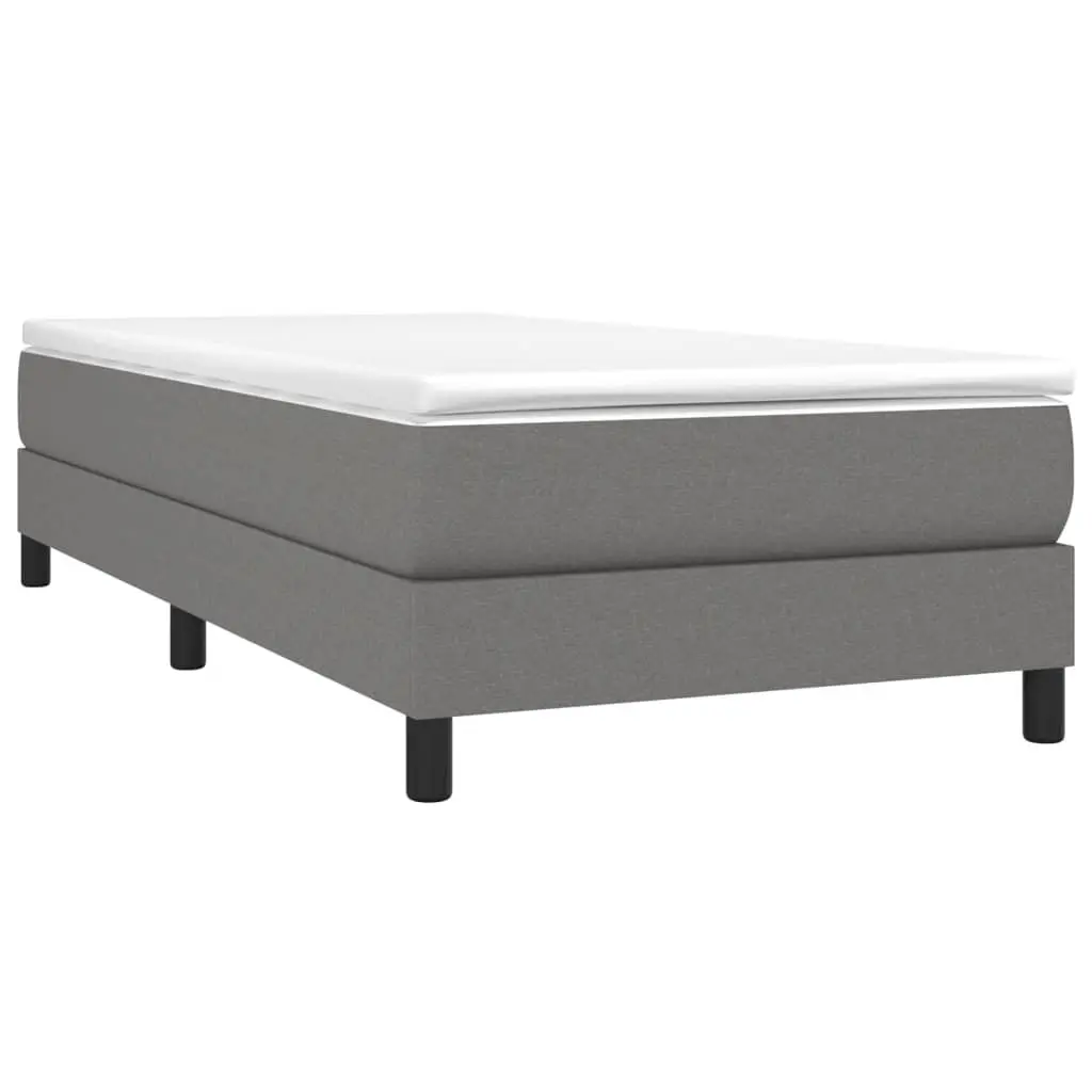 King Single Grey Fabric Upholstered Box Spring Bed Frame