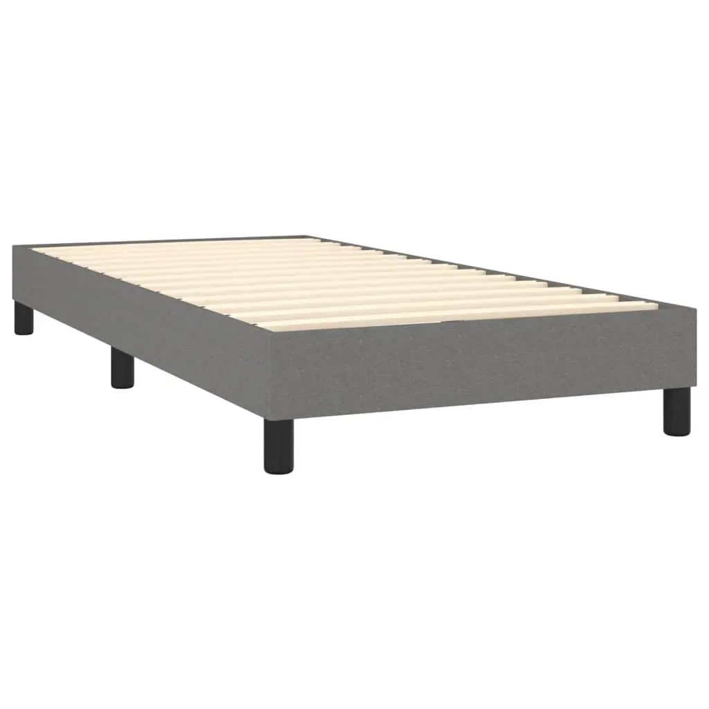 King Single Grey Fabric Upholstered Box Spring Bed Frame
