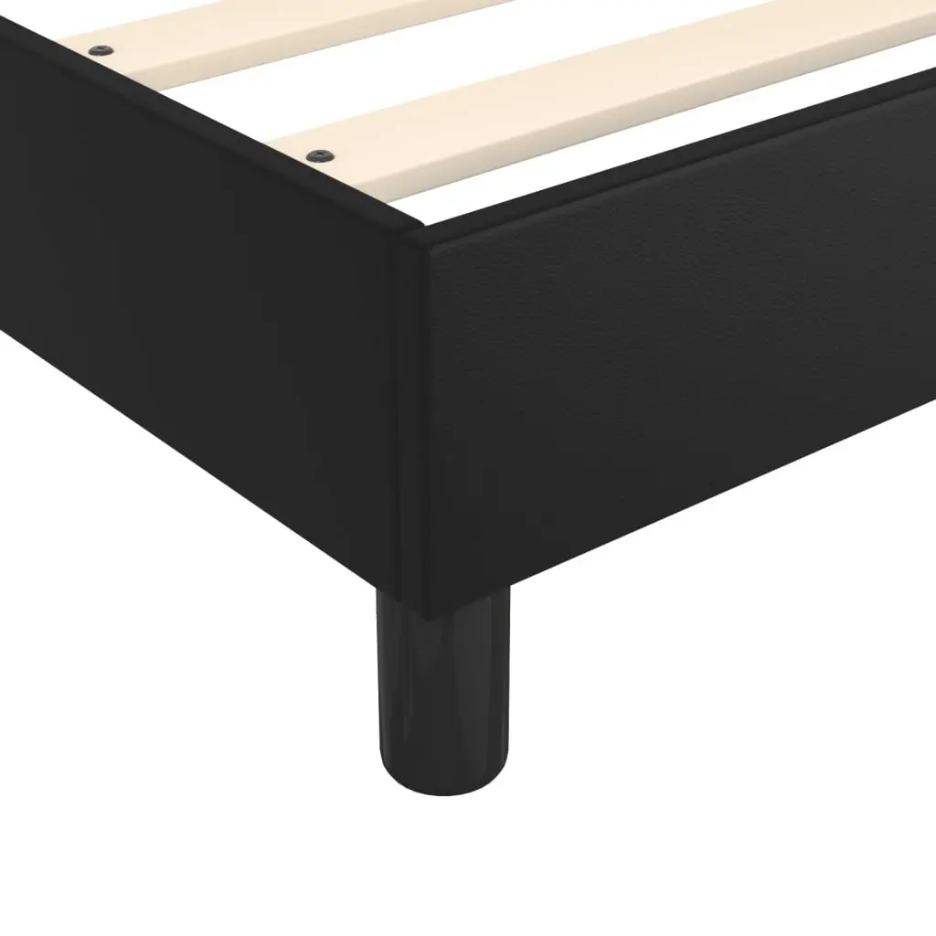 King Single Box Spring Bed Frame in Black Faux Leather