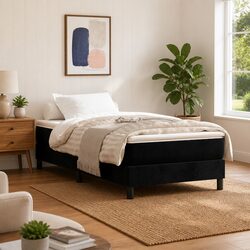 Velvet Upholstered Box Spring Bed Frame King Single
