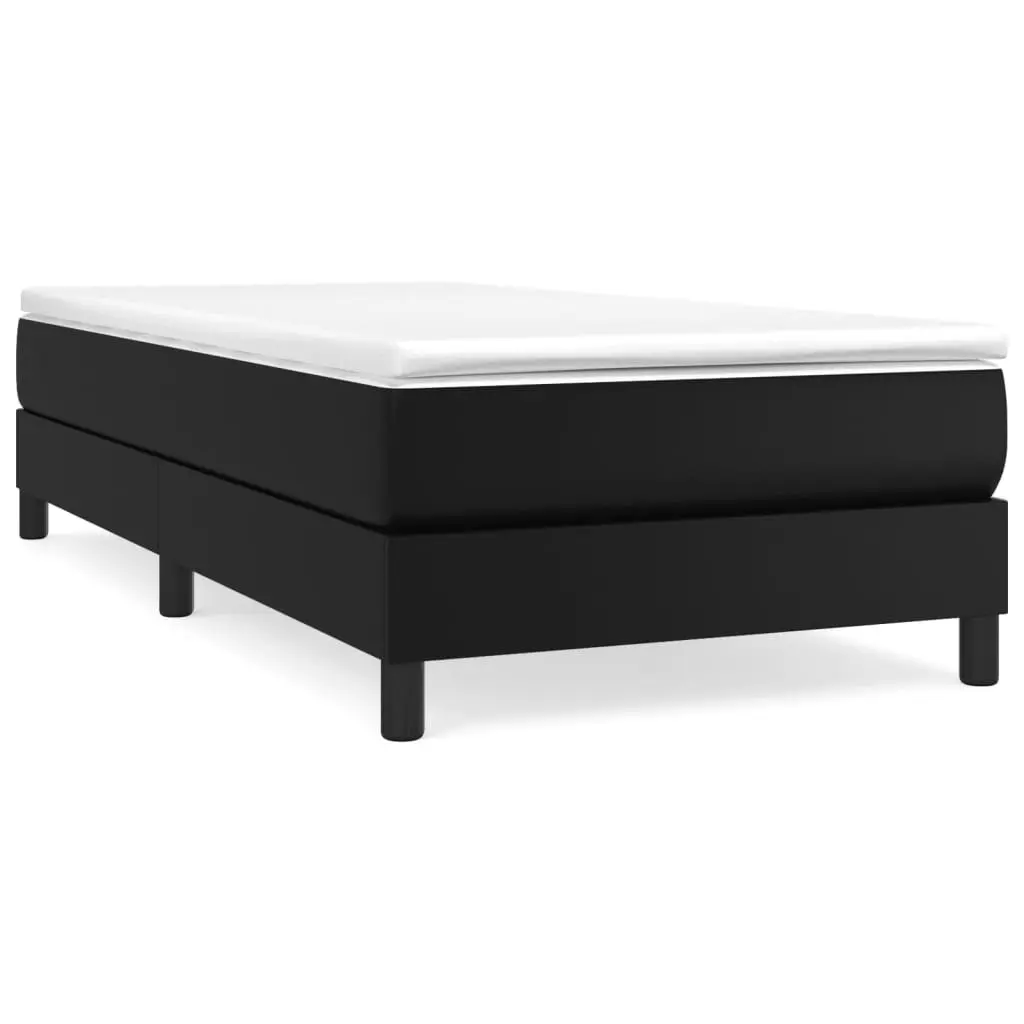 Box Spring Bed Faux Leather Black 100x200 cm Pocket Spring Mattress