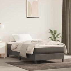Box Spring Bed with Mattress Grey 100x200 cm Velvet Pocket Spring Upholstered