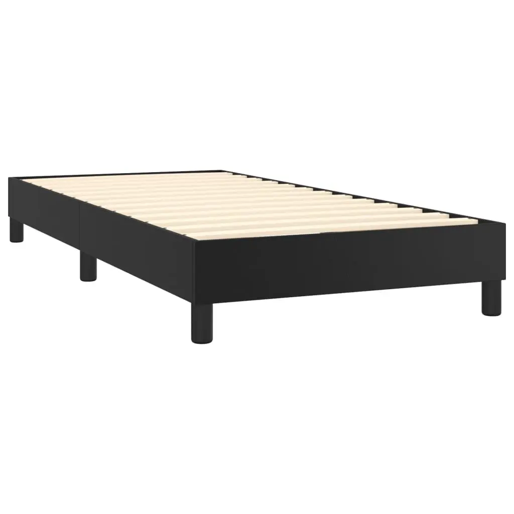 Box Spring Bed with Mattress Adjustable Headboard King Single Size Black Faux Leather