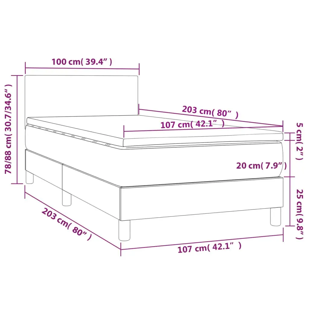 Box Spring Bed with Mattress Adjustable Headboard King Single Size Black Faux Leather