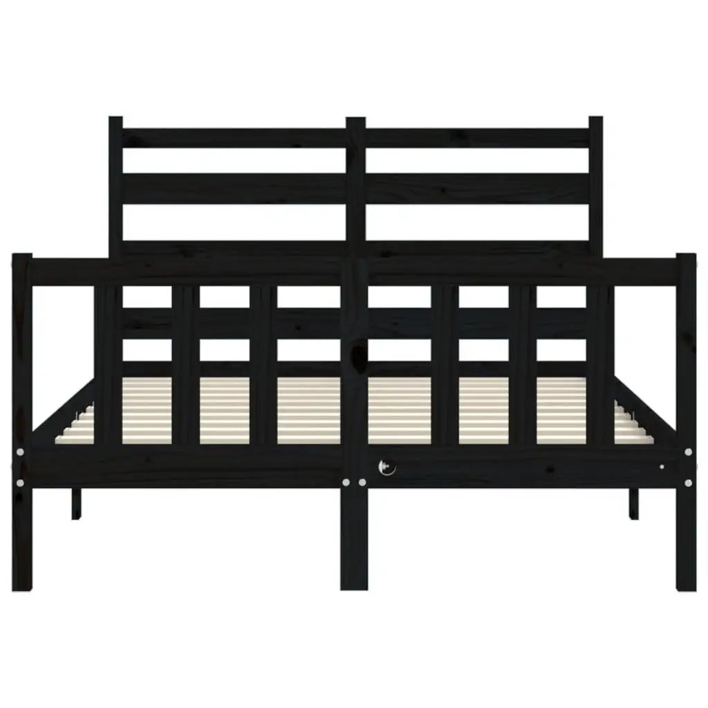 Black Solid Pine Wood Bed Frame 135x190 cm
