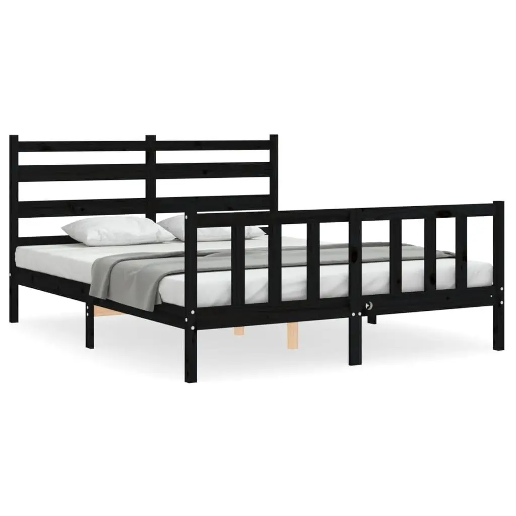 Black Solid Wood Pine Bed Frame 150x200 cm
