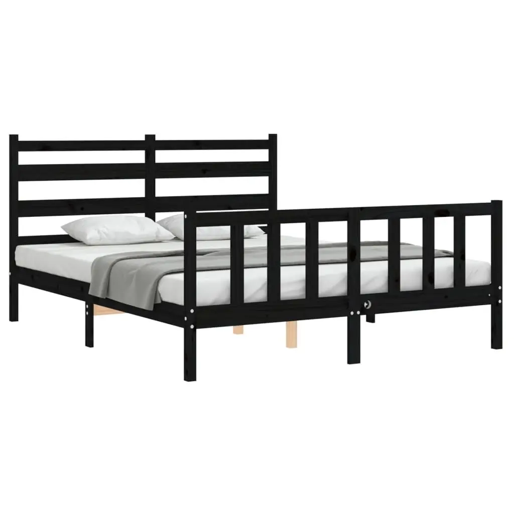 Black Solid Wood Pine Bed Frame 150x200 cm